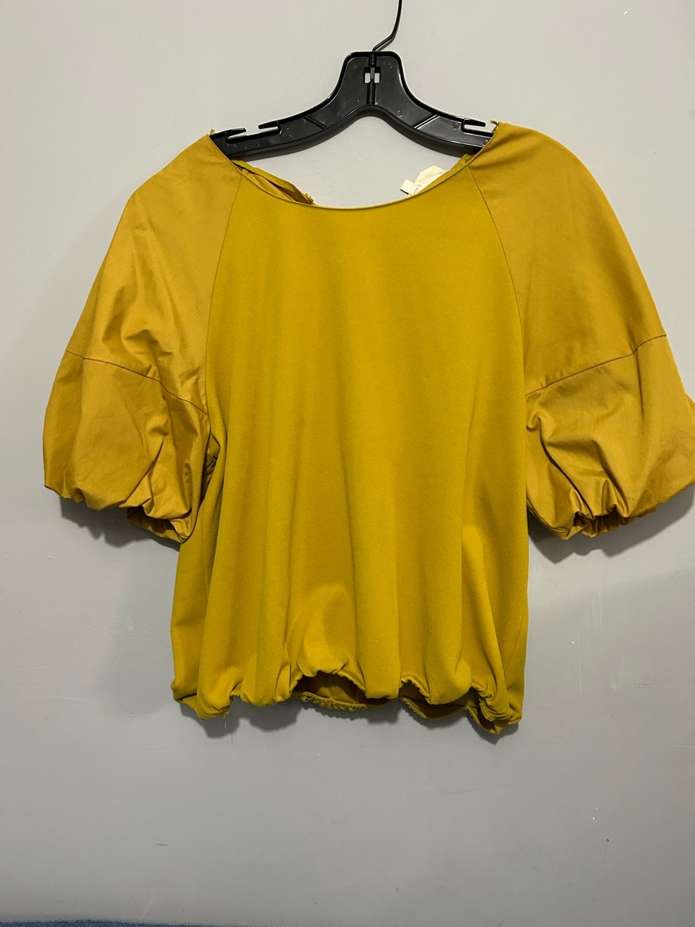 Women's Mustard Puff-Sleeve Tunic Top